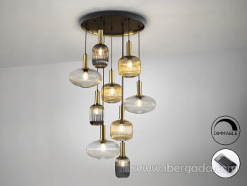 Lámpara Norma Negro/Laton 9L Dimmable (80x80)-5