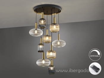 Lámpara Norma Negro/Laton 9L Dimmable (80x80)-6