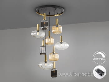 Lámpara Norma Negro/Laton 9L Dimmable (80x80)-7