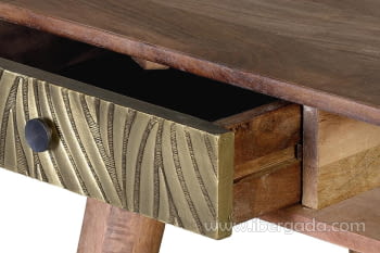 Escritorio Savana Madera/Bronce 2 Cajones 1 Hueco (130x50x76)-2