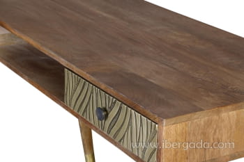 Escritorio Savana Madera/Bronce 2 Cajones 1 Hueco (130x50x76)-3