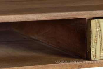 Escritorio Savana Madera/Bronce 2 Cajones 1 Hueco (130x50x76)-4