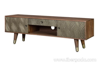 Mueble TV Savana Madera/Bronce 2 Puertas 1 Cajón 1 Hueco (140x40x46)-3