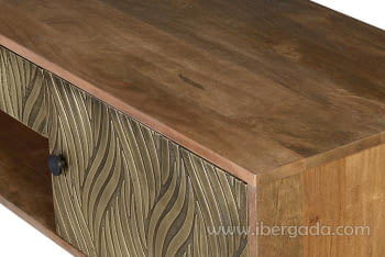 Mueble TV Savana Madera/Bronce 2 Puertas 1 Cajón 1 Hueco (140x40x46)-4