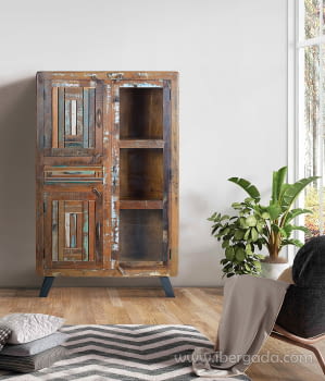 Alacena Taima Madera/Metal 3 Puertas 1 Cajón (140x38x90)-2