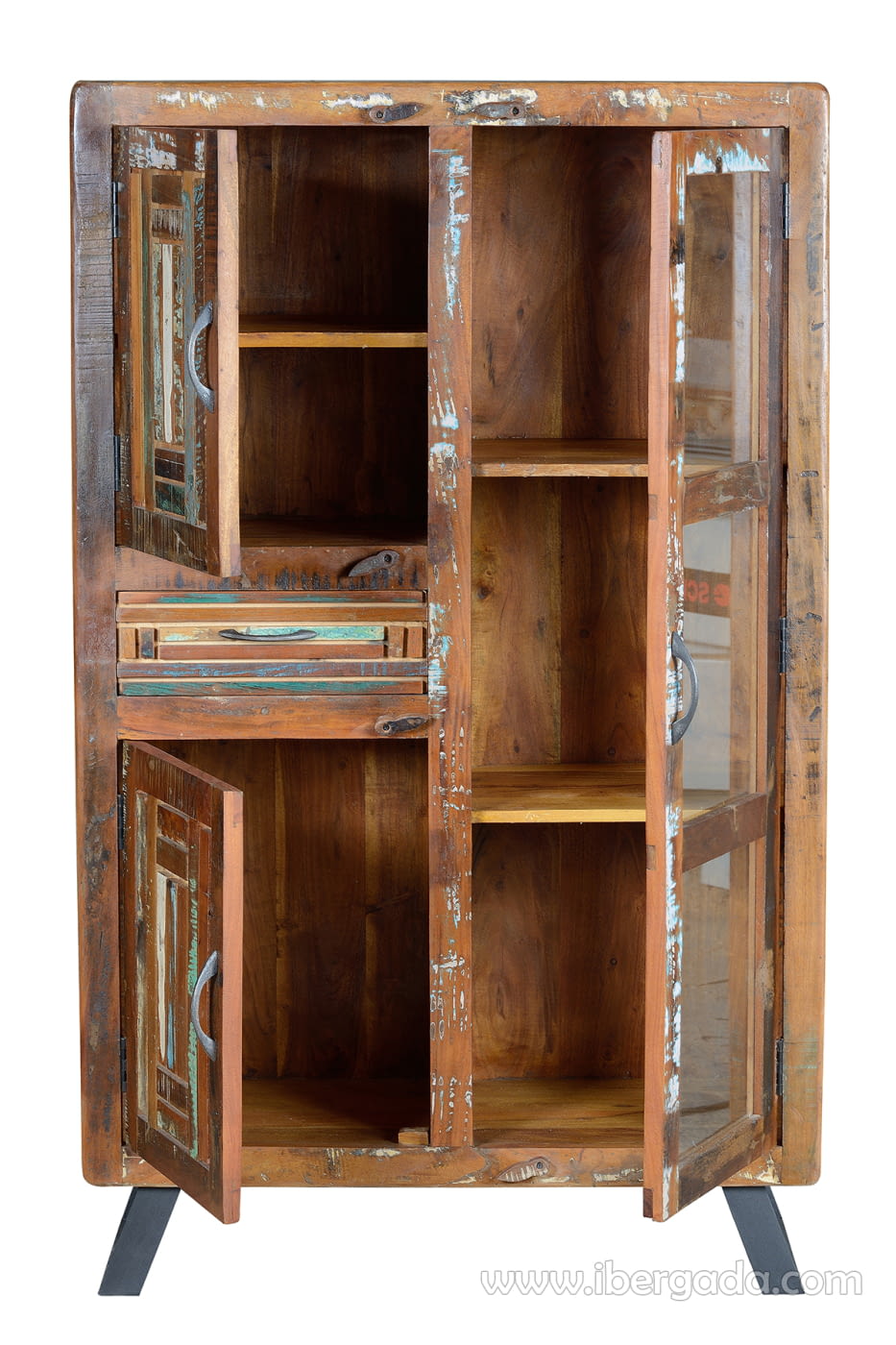 Alacena Taima Madera/Metal 3 Puertas 1 Cajón (140x38x90)-4