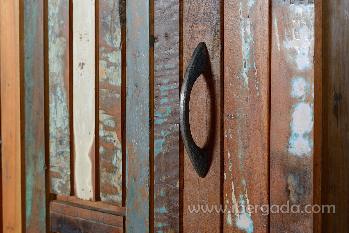 Alacena Taima Madera/Metal 3 Puertas 1 Cajón (140x38x90)-7