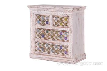 Comoda Bakhra Madera/Bronce 4 Cajones (90x40x90)
