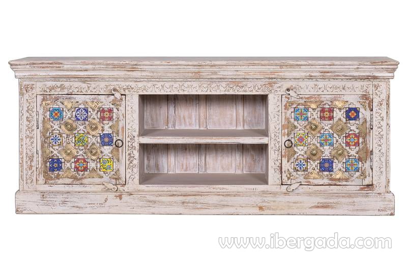 Mueble TV Bakhra Madera/Bronce 2 Puertas (150x40x60)-1
