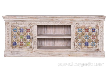 Mueble TV Bakhra Madera/Bronce 2 Puertas (150x40x60)