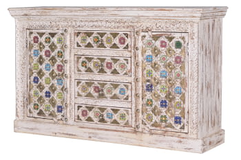 Aparador Bakhra Madera/Bronce 2 Puertas 4 Cajones (150x40x90)