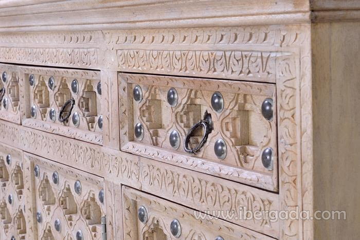 Aparador Kala Madera/Metal 3 Puertas 3 Cajones (150x40x92)-4
