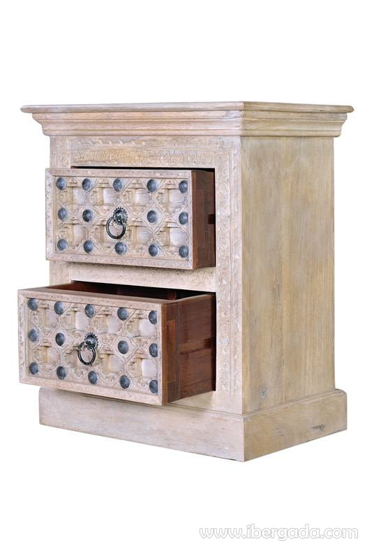 Mesita Kala Madera/Metal 2 Cajones (60x40x70)-2