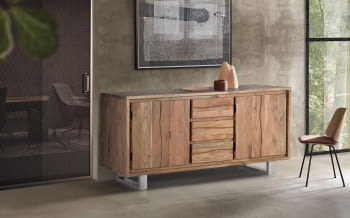 Aparador Madera/Metal 4 Puertas 3 Cajones (172x45x82)