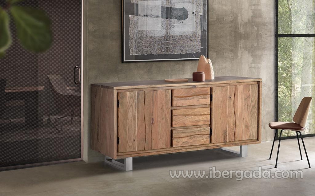 Aparador Madera/Metal 4 Puertas 3 Cajones (172x45x82)-1