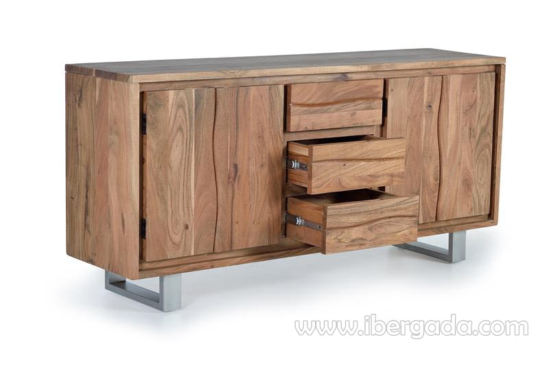Aparador Madera/Metal 4 Puertas 3 Cajones (172x45x82)-3
