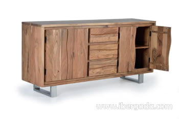 Aparador Madera/Metal 4 Puertas 3 Cajones (172x45x82)-4