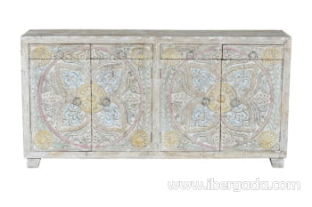 Aparador Madera/Metal 4 Puertas 4 Cajones (180x40x92)-2