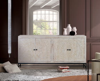 Aparador Madera/Metal 4 Puertas (170x39x90)-1