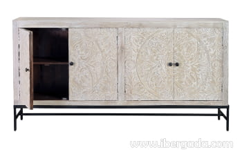 Aparador Madera/Metal 4 Puertas (170x39x90)-2