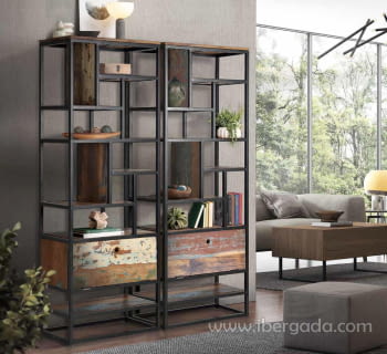 Libreria Madera/Metal 1 Puerta (80x40x213)-2
