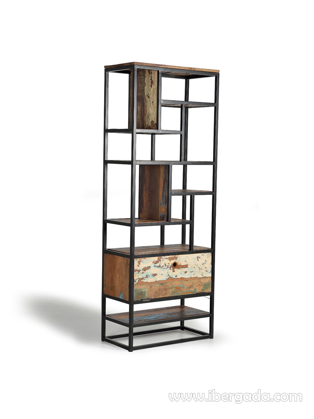 Libreria Madera/Metal 1 Puerta (80x40x213)-3