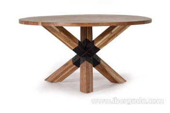 Mesa de Comedor Madera/Metal (120x120x76)