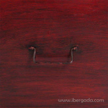 Baúl Madera Tallado Rojo (101x40x47) - 3