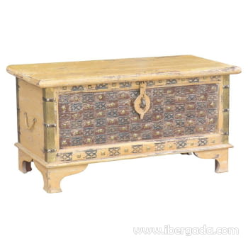 Baúl Madera Crema/Marrón (90x40x45)