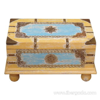 Baúl Madera Amarillo/Azul (50x28x27)