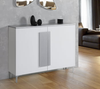 Taquillón Zapatero Vítola Plata/Blanco (115x27x85)