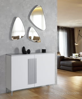 Taquillón Zapatero Vítola Plata/Blanco (115x27x85)-3