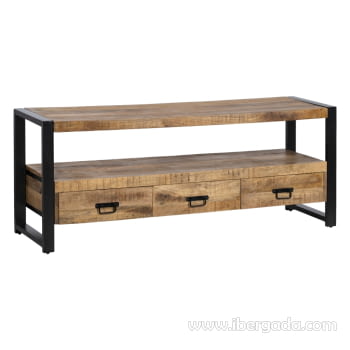 Mueble TV Sarona Madera/Hierro 3 cajones (150x45x60)-1