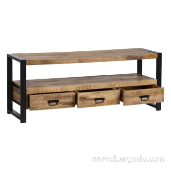 Mueble TV Sarona Madera/Hierro 3 cajones (150x45x60)-3