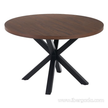 Mesa de Comedor Redonda Madera/Hierro (120x120x76)