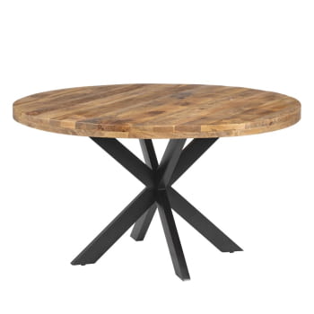 Mesa de Comedor Redonda Madera/Hierro (140x140x77)