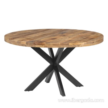 Mesa de Comedor Redonda Madera/Hierro (140x140x77)-1