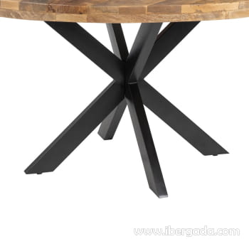 Mesa de Comedor Redonda Madera/Hierro (140x140x77)-6