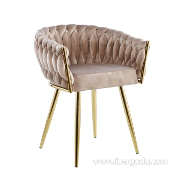 Silla Alana Acero Dorado/Beige (62x60x75)-1
