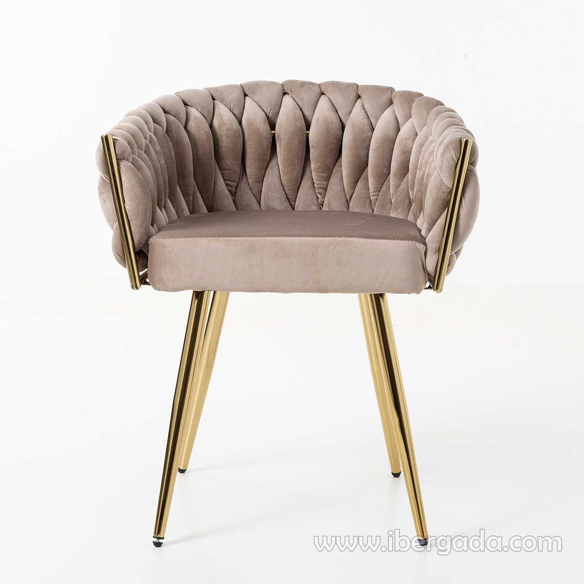 Silla Alana Acero Dorado/Beige (62x60x75)-2