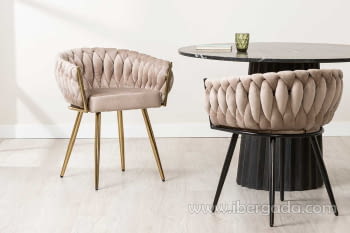 Silla Alana Acero Dorado/Beige (62x60x75)-4