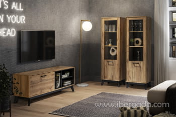 Mueble TV Dakota Roble/Negro (150x40x55)-5