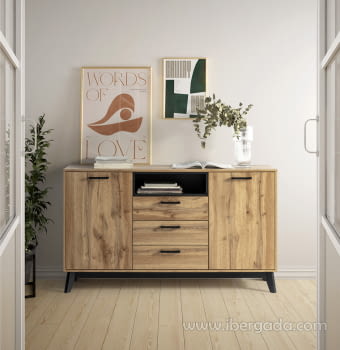 Aparador Dakota Roble/Negro (150x40x105)