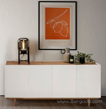 Mueble Aparador Erika Blanco/Roble (180x41x78)