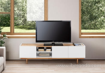Mueble TV Erika Blanco/Roble (180x41x45)