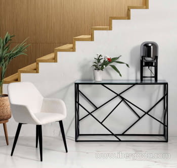 Consola Acero Negro/Cristal Con-12 (120x40x78)