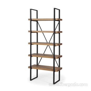Estantería Dakota Roble/Negro (80x35x180)