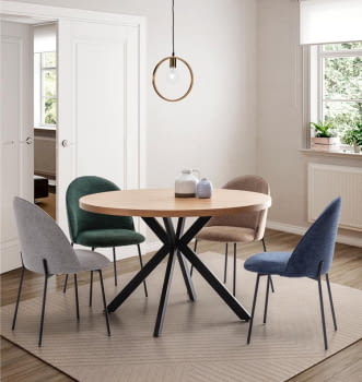 Mesa de Comedor Redonda Roble/Negro (120x120)