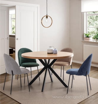 Mesa de Comedor Redonda Roble/Negro (120x120)