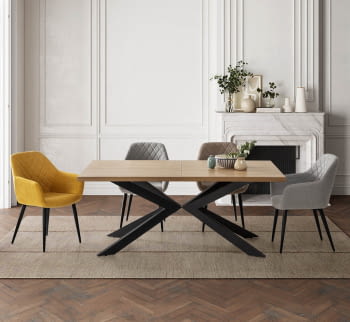 Mesa de Comedor Extensible Roble/Negro (180x100)